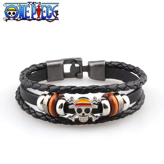 One Piece Leather Bracelet – Vintage Anime Accessory for Fans | Luffy Inspired Wristband Gift for Men & Women - Mayday's Merch
